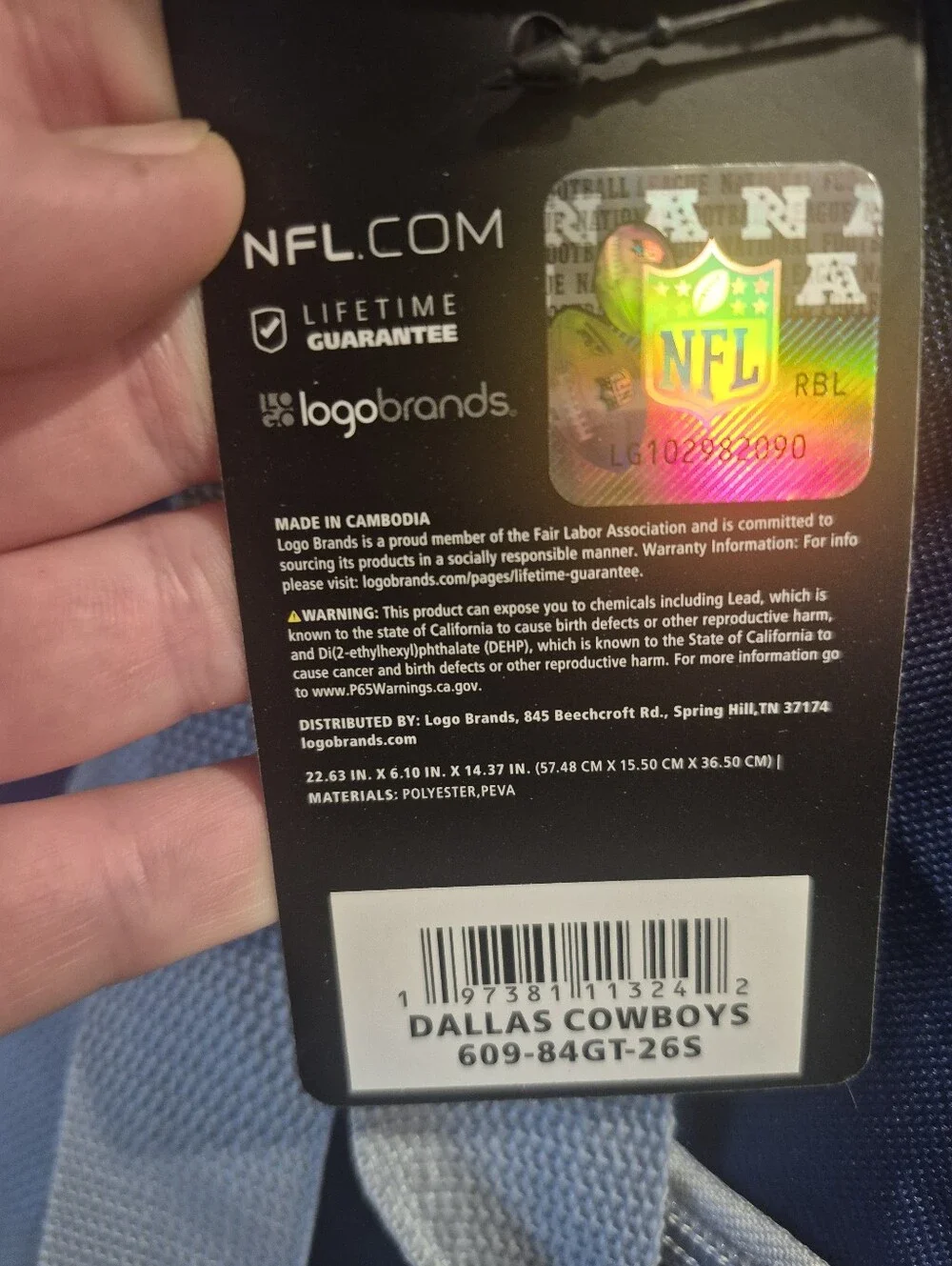 NFL Dallas Cowboys Navy and Gray Logo Tote Insulated